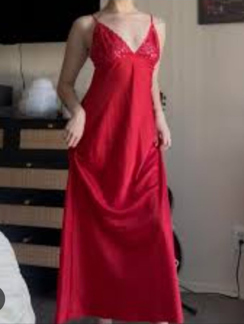 INC International Concepts Red Satin Maxi Slip Dress Red XXL